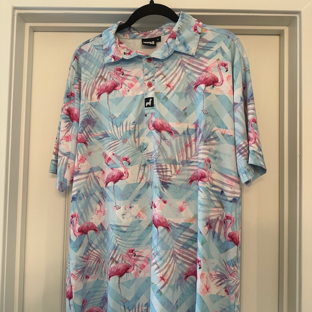 LOF Blue and Pink Casual Button Down Shirt